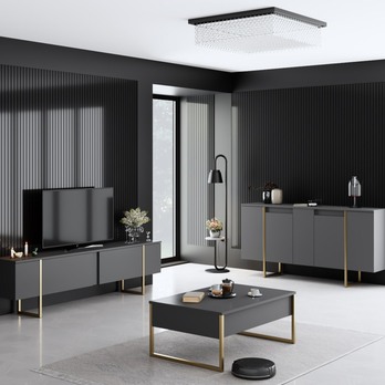 Komoda LUXE antracitová/zlatá 1