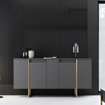 Komoda LUXE antracitová/zlatá 4