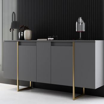 Komoda LUXE antracitová/zlatá 6