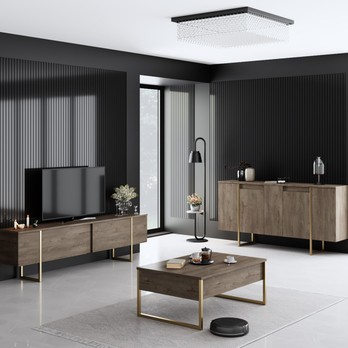 Komoda LUXE ořech/zlatá 1