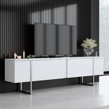 TV komoda LUXE bílá/stříbrná 1