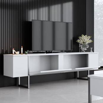 TV komoda LUXE bílá/stříbrná 2