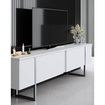 TV komoda LUXE bílá/stříbrná 3