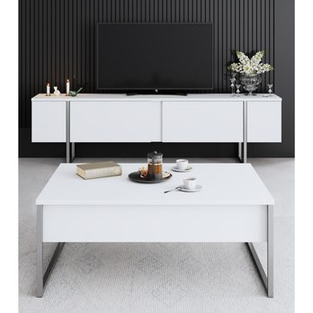 TV komoda LUXE bílá/stříbrná 4
