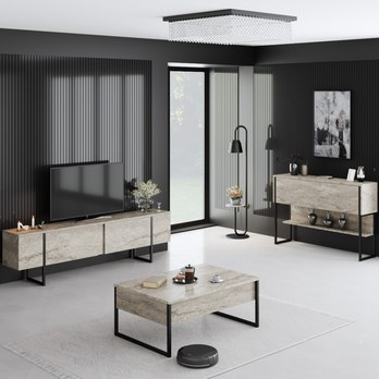 TV komoda LUXE béžová/černá 1
