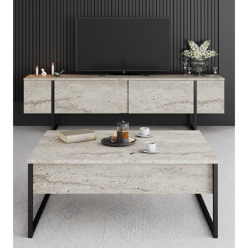 TV komoda LUXE béžová/černá 2