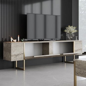 TV komoda LUXE béžová/zlatá 3