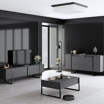 Komoda LUXE antracitová/černá 1