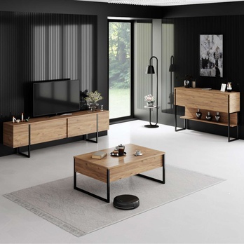 TV komoda LUXE borovice atlantic/černá 1