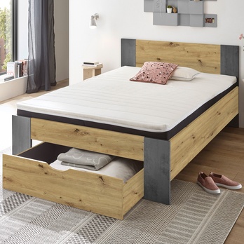 Postel LUZ dub artisan/imitace betonu, 140x200 cm 1