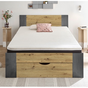 Postel LUZ dub artisan/imitace betonu, 140x200 cm 2