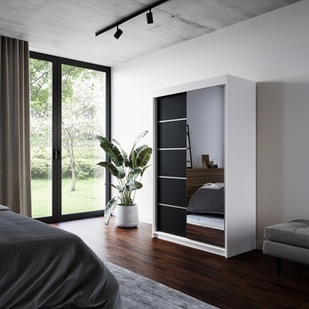 Šatní skříň LYNA bílá/černá 1