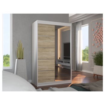 Šatní skříň LYNA bílá/dub sonoma 4