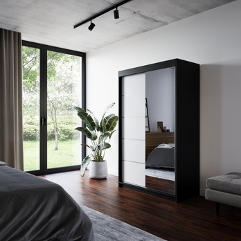 Šatní skříň LYNA černá/bílá 1