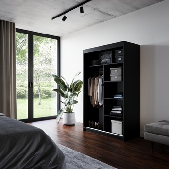 Šatní skříň LYNA černá/bílá 3