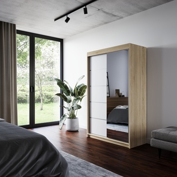 Šatní skříň LYNA dub sonoma/bílá 1