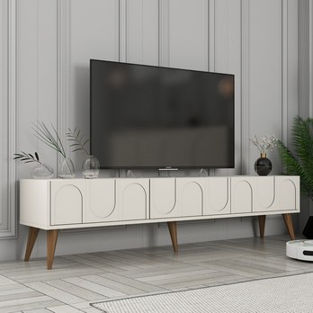 TV komoda LYON krémová/ořech 1