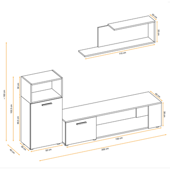Obývací stěna MAD I dub wotan/bílá 5