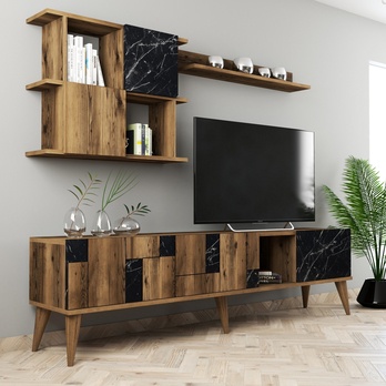 Obývací stěna MADRID ořech/černá 2