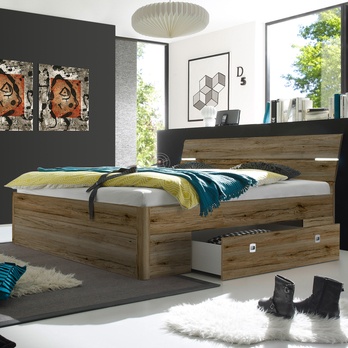 Postel s LED osvětlením MAESTRO 1 dub sanremo tmavý, 180x200 cm 1