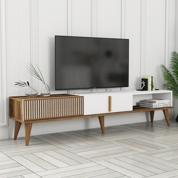 TV komoda  MALOMA 2 ořech/bílá polar 1