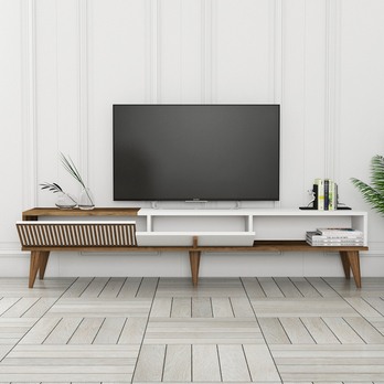 TV komoda  MALOMA 2 ořech/bílá polar 2