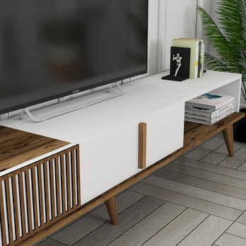 TV komoda  MALOMA 2 ořech/bílá polar 3