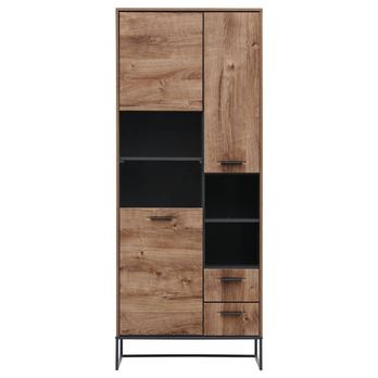 Vitrína MANHATTAN dub havelland cognac/grafit, šířka 79 cm 3