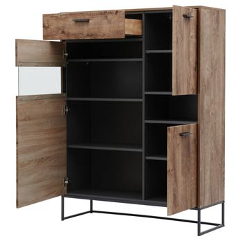 Vitrína MANHATTAN dub havelland cognac/grafit, šířka 110 cm 2