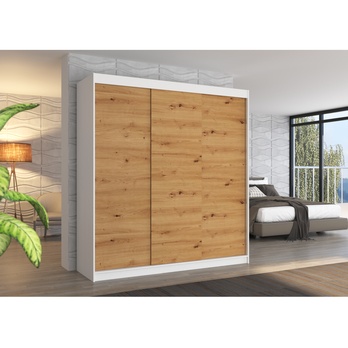 Šatní skříň MANOL bílá/dub artisan 1