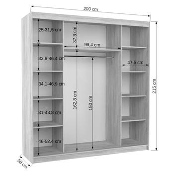 Šatní skříň MANOL bílá/dub artisan 3