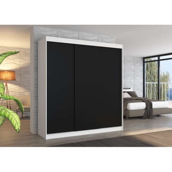 Šatní skříň MANOL bílá/černá 1