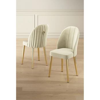 Jídelní židle  MARA krémová/zlatá, set 2 ks 1