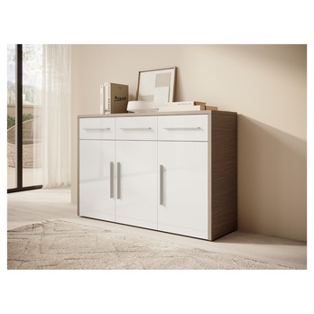 Komoda MARDEN přírodní/bílá lesklá 1