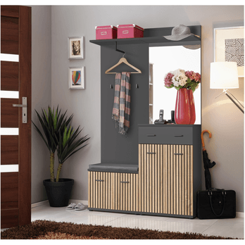Botníková komoda MARISOL dub artisan/antracitová 1