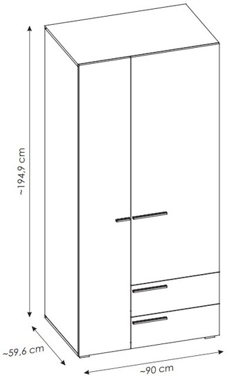 Šatní skříň  MARLOW bílá, šířka 90 cm 5