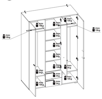 Šatní skříň MARLOW bílá, šířka 135 cm 3