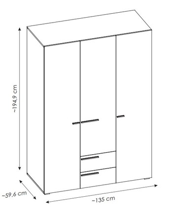 Šatní skříň MARLOW bílá, šířka 135 cm 5