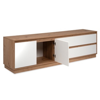 TV stolek MARMION dub artisan/bílá vysoký lesk 4