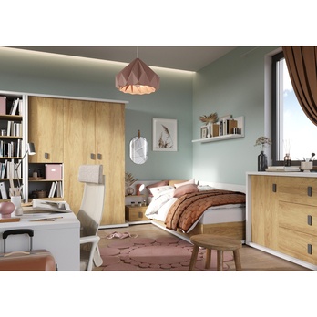 Nástěnná police MASSI 07 dub hikora/bílá 1