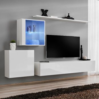 Obývací stěna MATCH XV bílá/bílá vysoký lesk 1
