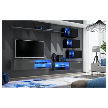 Obývací stěna  MATCH XXIV grafitová/černá 1