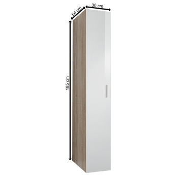 Skříň MATLA 645, bílá/dub sägerau, šířka 30 cm 2