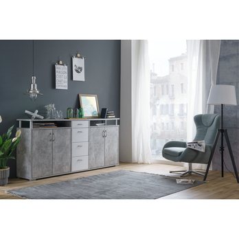 Komoda MAXINE beton/bílá 2