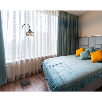 Stojací lampa MAXY 3 černý kov/kouřové sklo 1