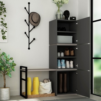 Botník s lavicí MELLO antracitová 2