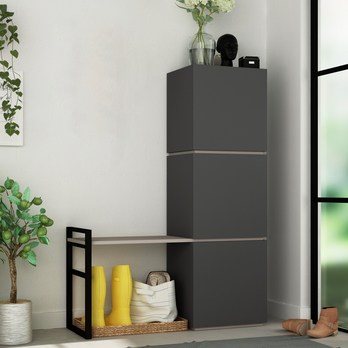 Botník s lavicí MELLO antracitová 1