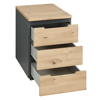 Kontejner  MEMPHIS II dub artisan/grafitová, 3x zásuvka 3