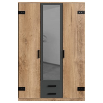 Šatní skříň MERSEY prkenný dub/grafit, šířka 135 cm 3