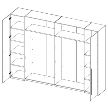 Šatní skříň s kombinovanými dveřmi MERWIN dekor dub ribbeck/beton 2